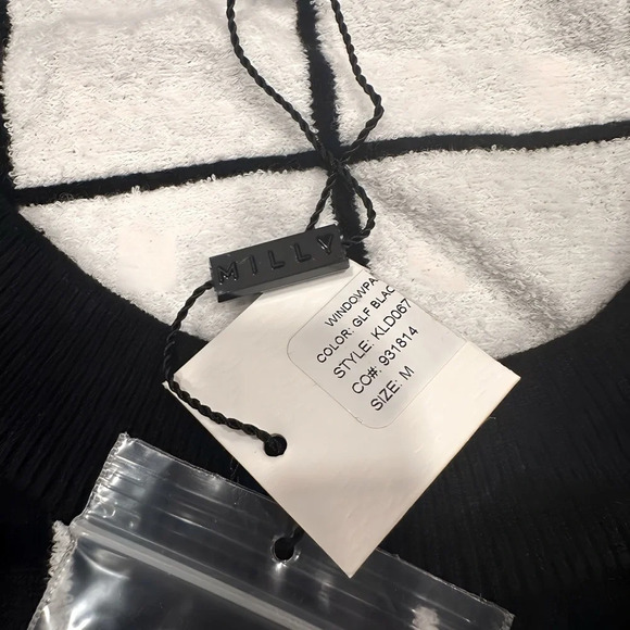 MILLY Black And White Mini Dress Medium NWT - Picture 5 of 9